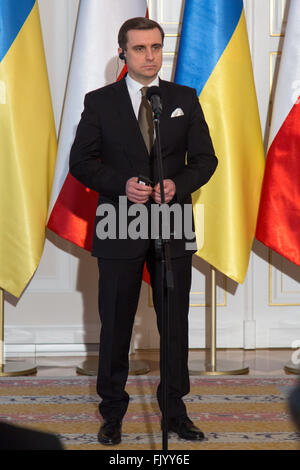 Warsaw, Poland. 04th Mar, 2016. Deputy of Head of Presidential Administration of Ukraine, Kostiantyn Yelisieiev during a press conference after meeting of the Consultative Committee of Poland and Ukraine  in Belweder Palace on 04 March 2016 in Warsaw, Poland. Credit:  MW/Alamy Live News Stock Photo