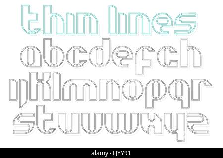 set of thin line style alphabet letters isolated on white background. vector font type design. premium quality lettering collect Stock Vector