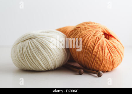 Stack of balls of wool Stock Photo