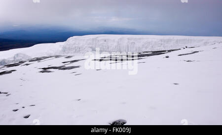 A glacier at Uhuru Peak at the summit of Mount Kilimanjaro. Stock Photo