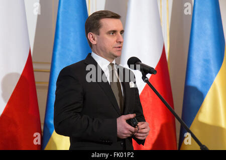 Deputy of Head of Presidential Administration of Ukraine, Kostiantyn Yelisieiev during a press conference after meeting of the Consultative Committee of Poland and Ukraine. (Photo by Mateusz Wlodarczyk / Pacific Press) Stock Photo