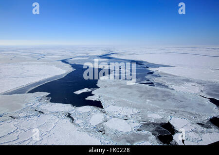 Pack Ice, in winter, Magdalen Islands, Gulf of St Lawrence, Quebec, Canada, North America Stock Photo