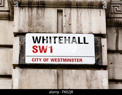 Whitehall street sign, Westminster, London, England, UK Stock Photo