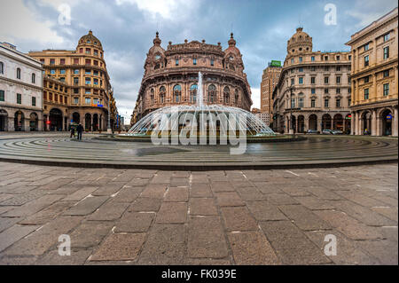 Italy Liguria Genoa Piazza De Ferrari Stock Photo