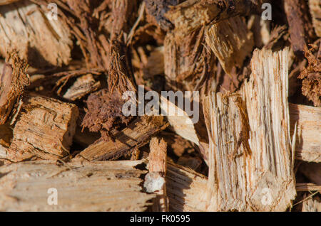 Wood chip detail from landscaping background Stock Photo