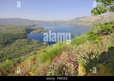 Nemrut Dagi caldera and crater lake (Sogukgöl, cold lake). Turkey, Eastern Anatolia Stock Photo