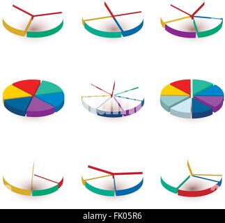 Set of colorful pie diagrams on white Stock Vector