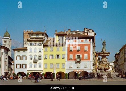 Italy, Trentino Alto Adige, Trento, Piazza Duomo Square, the Neptune Fountain Stock Photo