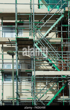 Scaffolding stairs on Bellway Housing construction site in Kingsmere, Bicester, Oxfordshire, England Stock Photo