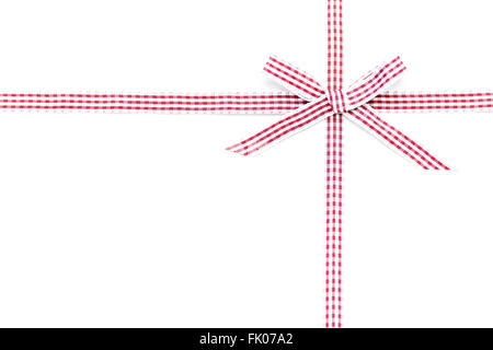 Red and white checkered ribbon bow isolated on white background clipping  path included Stock Photo - Alamy