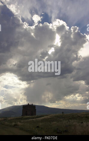 Dramatic sky above Ani Cathedral, Eastern Anatolia, Turkey Stock Photo