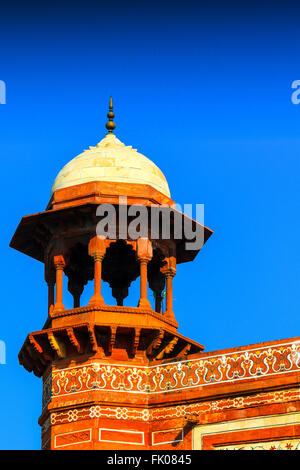 Minaret  Red Fort, ,Taj Mahal, UNESCO World Heritage Site, Agra,Uttar Pradesh, India, Asia Stock Photo