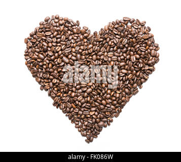 coffee beans isolated on white background, heart shape Stock Photo