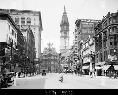 Market Street, West from 12th, Philadelphia, Pennsylvania, USA, circa 1915 Stock Photo