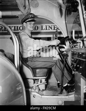 Bus Driver, Greyhound Lines, Portrait, circa 1937.jpg Stock Photo
