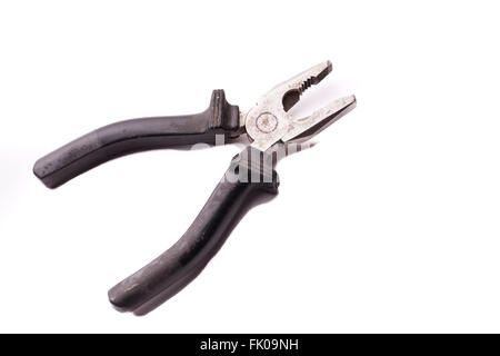 Old pliers isolated on white background Stock Photo
