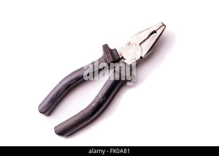 Old pliers isolated on white background Stock Photo