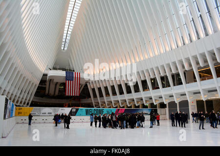 New York, USA. 03rd Mar, 2016. World Trade Center transportation hub on its first full day open to the public. Credit:  Christopher Penler/Alamy Live News Stock Photo