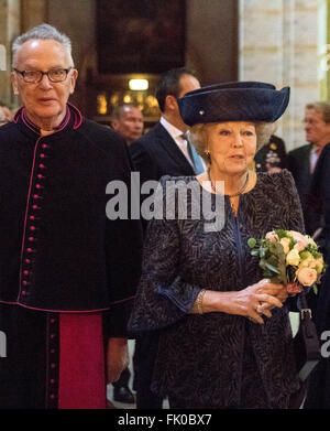 Dutch Princess Beatrix attends a meeting to mark the completion of the interior of the restored nave of the Kathedrale Basiliek Sint Bavo in Haarlem, 4 March 2016. Photo: Albert Philip van der Werf/RPE/ - NO SALES - Stock Photo