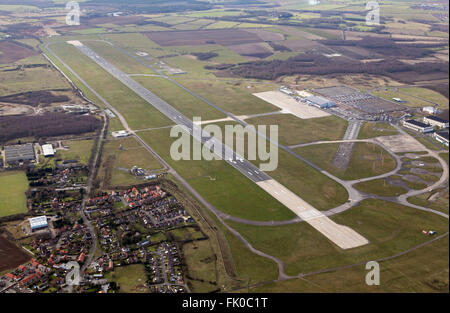 aerial view of Robin Hood Airport Doncaster Sheffield, formerly RAF Finningley, UK Stock Photo
