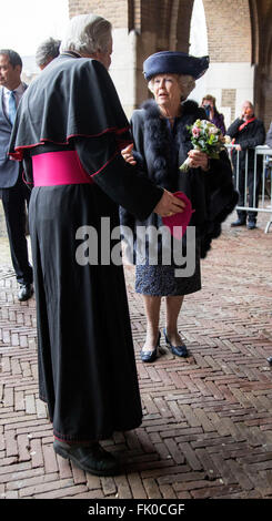 Dutch Princess Beatrix attends a meeting to mark the completion of the interior of the restored nave of the Kathedrale Basiliek Sint Bavo in Haarlem, 4 March 2016. Photo: Albert Philip van der Werf/RPE/ - NO SALES - Stock Photo