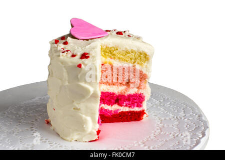 Multicolor cake for Valentine Day, isolated on white background Stock Photo
