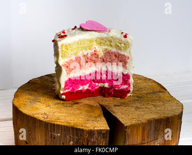 Multicolor cake for Valentine Day, isolated on white background Stock Photo