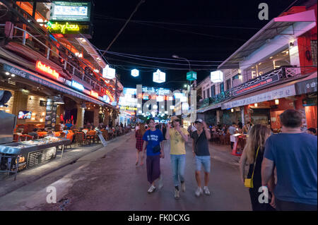 Siem Reap, Cambodia - 6 DEC 2015: Pub Street in Siem Reap, the most popular place for outsider. Stock Photo