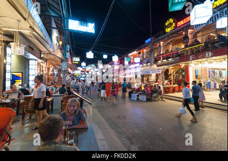 Siem Reap, Cambodia - 6 DEC 2015: Pub Street in Siem Reap, the most popular place for outsider. Stock Photo