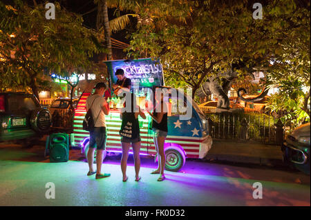 Siem Reap, Cambodia - 6 DEC 2015: Pub Street in Siem Reap, the most popular place for outsider. Stock Photo