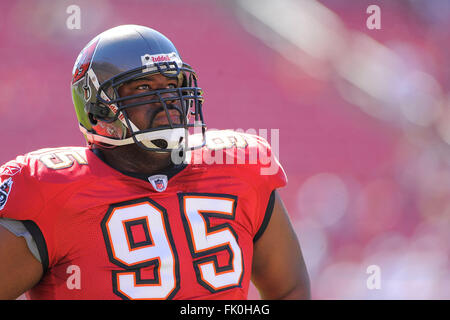 Tampa, Fla, USA. 13th Nov, 2011. Tampa Bay Buccaneers defensive tackle Albert Haynesworth (95) during the Bucs game against the Houston Texans at Raymond James Stadium on Nov. 13, 2011 in Tampa, Fla. ZUMA Press/Scott A. Miller © Scott A. Miller/ZUMA Wire/Alamy Live News Stock Photo