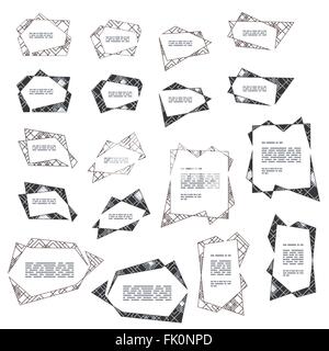 Speech bubble quotation design. Textbox, label set. Modern linear style Stock Vector