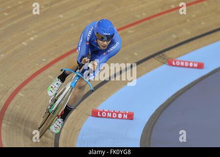 Lee valley Velo Centre, London, UK. 4th March, 2016. UCI Track Cycling World Championships Mens Pursuit Final. GANNA Filippo (ITA) Credit:  Action Plus Sports Images/Alamy Live News Stock Photo