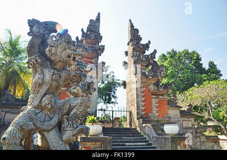 Hanoman Statue in front of Balinese gate Stock Photo