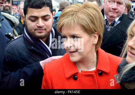 Nicola Sturgeon MSP, Scottish First Minister, at the 'Stop Trident' march and demonstration, London 27th Feb 2016 Stock Photo