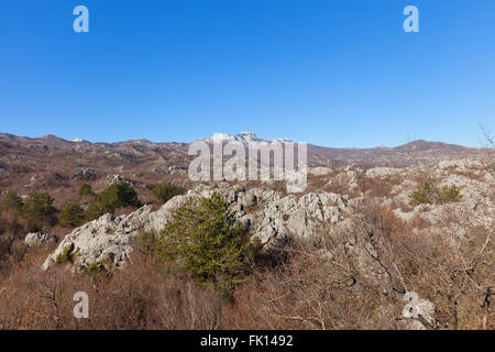 Mount Lovcen in Lovcen national park near Cetinje, Montenegro. Contains mausoleum of Prince-Bishop Petar II Petrovic Njegos Stock Photo