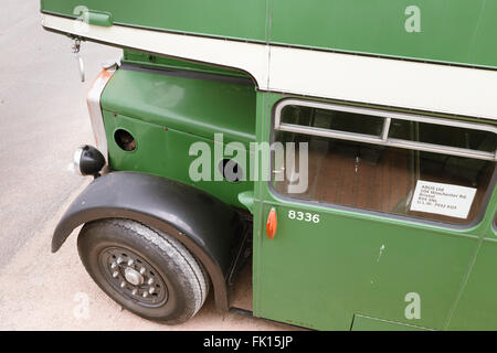 Front of a 1955 Bristol KSW green vintage bus at the annual Bristol Vintage Bus Rally. Stock Photo