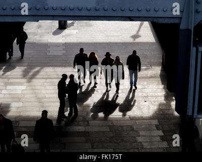 Long shadows as the sun goes down on the South Bank Stock Photo