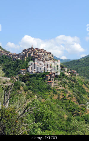 the old village of Apricale in Liguria near Ventimiglia Stock Photo