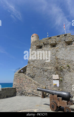 a view on Castel Dragone in Camogli at the Ligurian Coast, North West Italy. Stock Photo