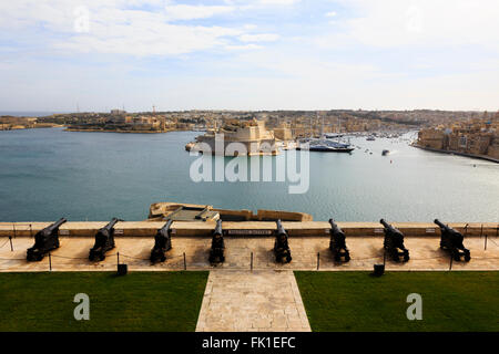 Saluting Battery, Upper Barrakka Gardens, Floriana,Valletta, Malta Stock Photo