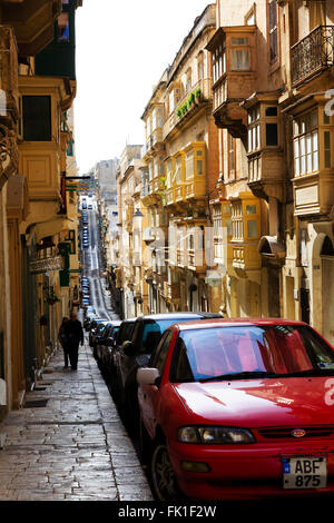 Narrow streets of Valletta, Malta Stock Photo