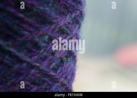 Close up of purple wool for knitting Stock Photo