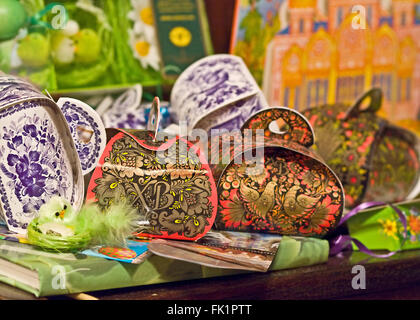 various paschal gifts on table Stock Photo