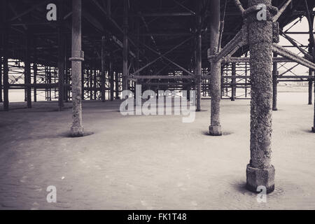 Central Pier, Blackpool.  Taken from underneath to show the structural build Stock Photo