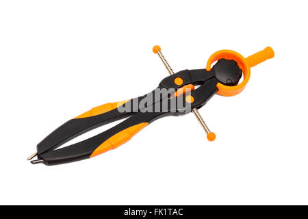 Modern orange compasses on a white background Stock Photo
