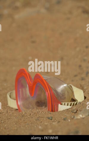 diving mask on desert Stock Photo