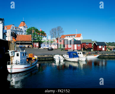 Fishing harbour in Sandvig, Bornholm island, Denmark, Scandinavia, Europe Stock Photo