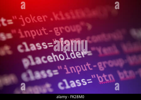 web page source codes macro Stock Photo