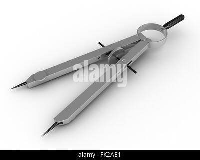 3d render of drawing compass over white background Stock Photo